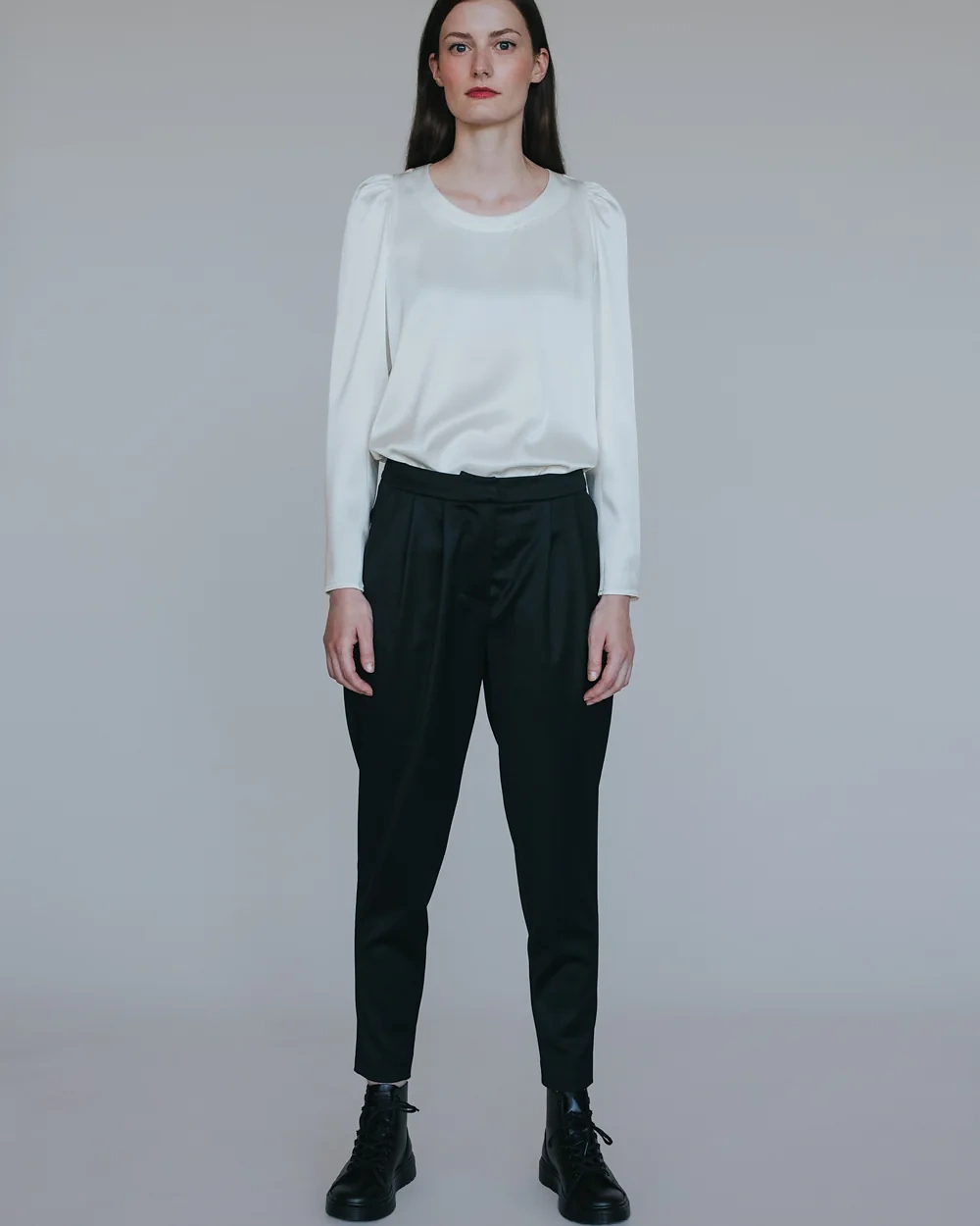 Weiße Satinbluse – Simone Becke AW20