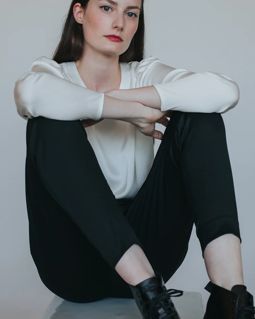 Weiße Satinbluse – Simone Becke AW20