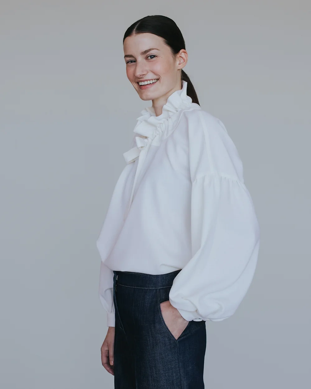 Weiße Schluppenbluse – Simone Becke AW20
