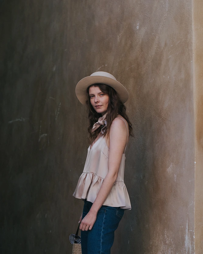 Rosa Volanttop aus der SS20 Kollektion – Simone Becke